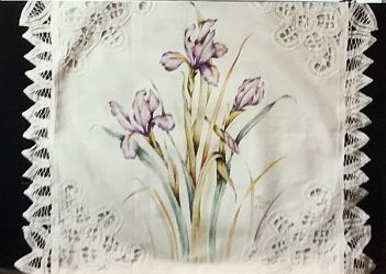 Blue Violet Iris on Linen
