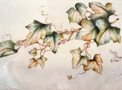 English Ivy  on linen