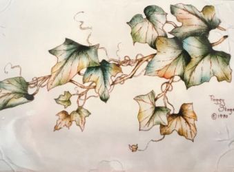 English Ivy  on linen