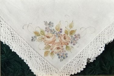 Soft Metallic Roses and Forget-Me-Nots on linen