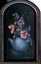 Pansies in a teapot  Tutorial Oils