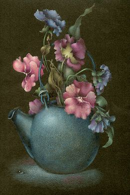 Teapot Pansies Colored Pencil Tutorial