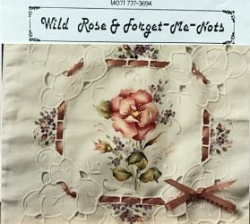 Wild Rose and Forget-Me-Nots on Linen